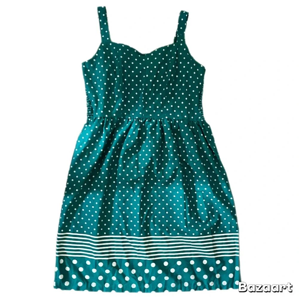 Vintage 1960's Polka Dot Sweetheart Full Skirt Midi Convertible Dress Si… - Picture 7 of 8
